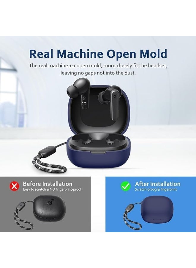 Fekra Silicone Cover Case with Keychain – Compatible with Soundcore R50i / P20i / P25i, Blue - Image 5